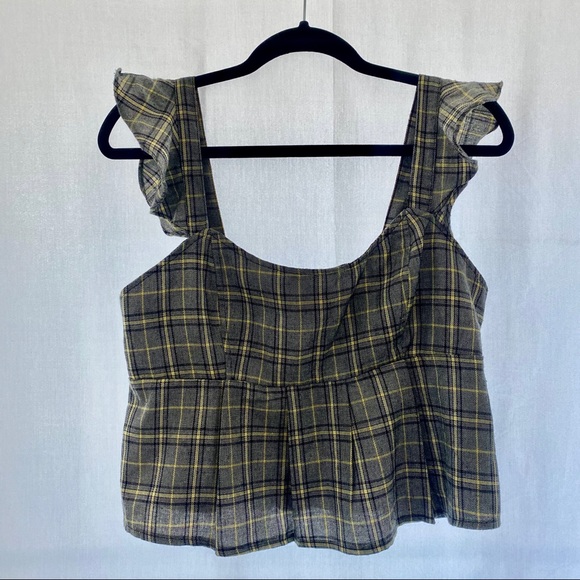 Sans Souci plaid crop top blouse - Picture 1 of 3
